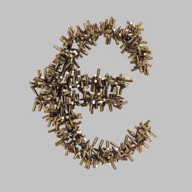 Euro sign made of bullets clipart