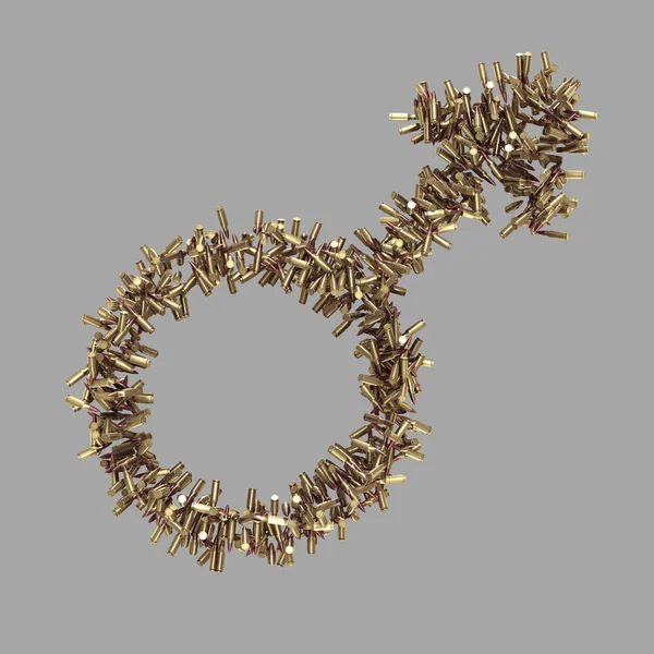 Male symbol made of bullets — Stock Photo, Image