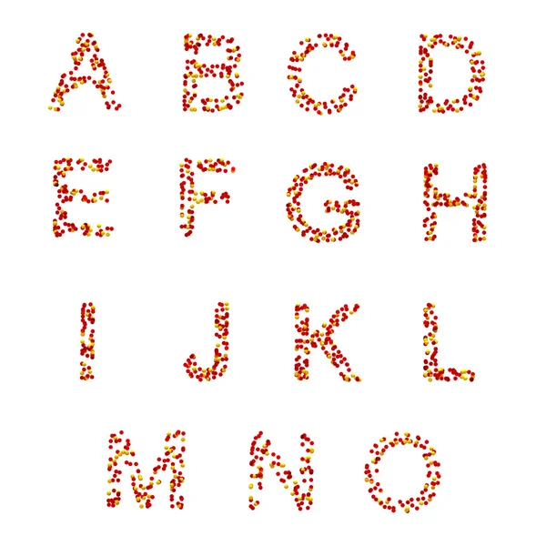 A-O lettere fatte di caramelle o pillole — Foto Stock