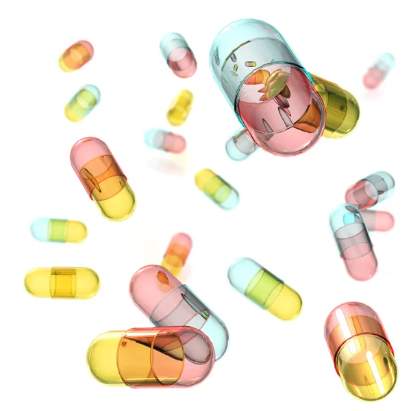 Falling pills — Stock Photo, Image