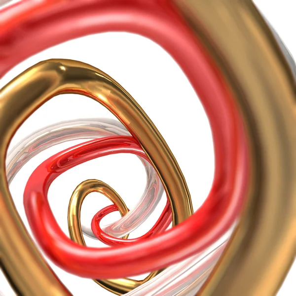 Altın kırmızı beyaz soyut spiral şekil — Stok fotoğraf