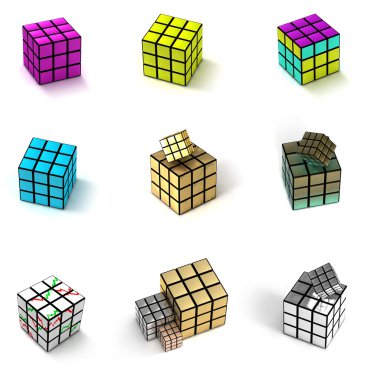 9 types of the toy cubes clipart