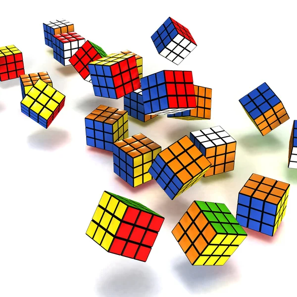 Toy cubes falling — Stock Photo, Image
