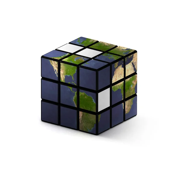 Earth-like toy cube isolated — Stock Photo, Image