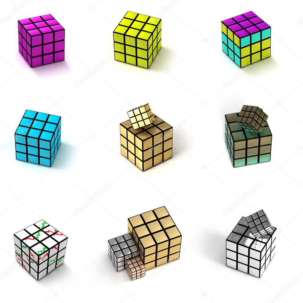 9 types of the toy cubes