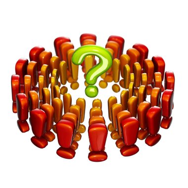 Question surrounded by exclamation marks clipart