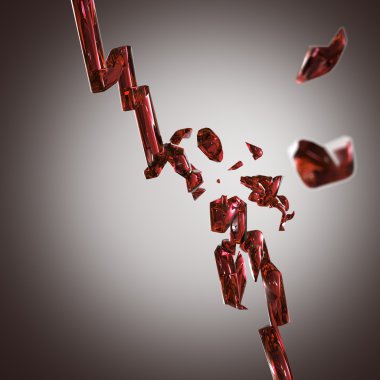 Red glass decreasing economy graph broken clipart