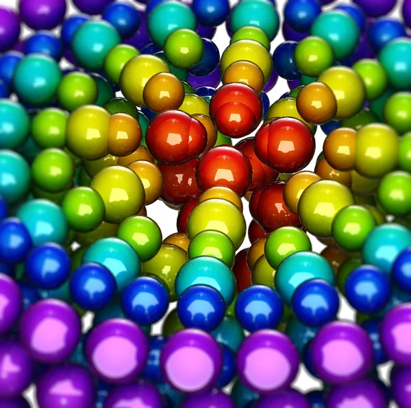 Abstrakte, regenbogenartige Gruppe glänzender Kugeln — Stockfoto