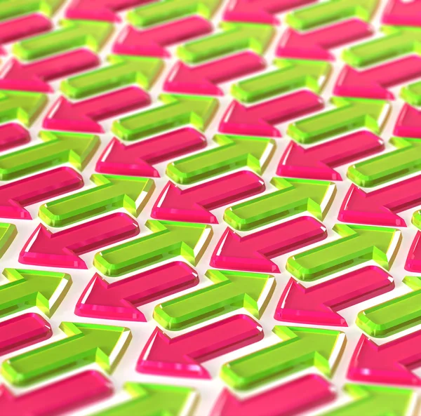 Abstrakce z růžové a zelené šipky — Stock fotografie