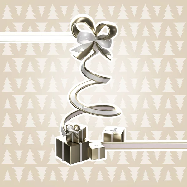 Árbol de Navidad de cinta con un arco y regalos —  Fotos de Stock
