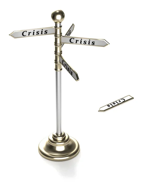 Guidepost pointing to crisis at every turn — Stock Photo, Image