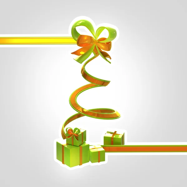 Árbol de Navidad de cinta con un arco y regalos —  Fotos de Stock