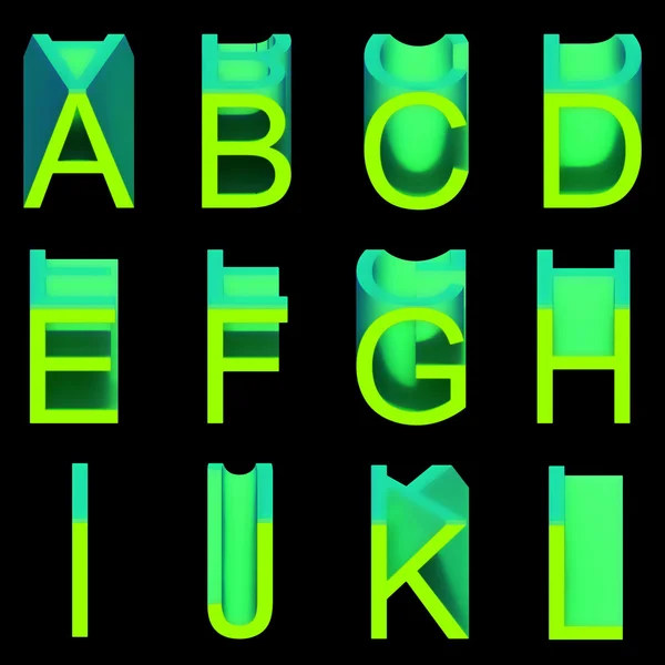 Alfabetet: mjuk vax gröna bokstäver — Stockfoto