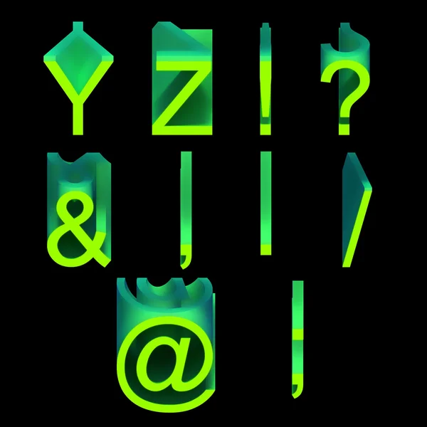 Alphabet : lettres vert cire douce — Photo