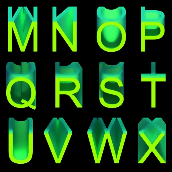 Alfabetu: miękki wosk zielone litery — Zdjęcie stockowe