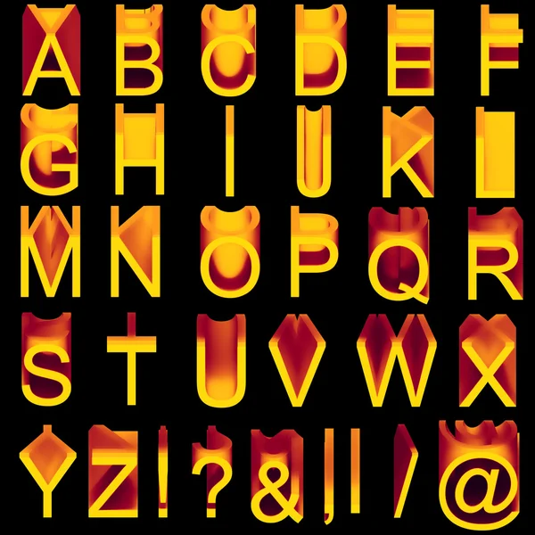 Alfabeto: lettere di cera morbida arancione-viola — Foto Stock