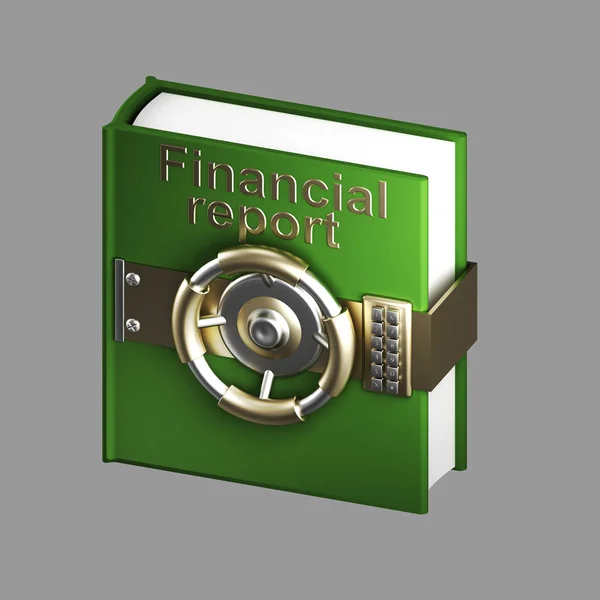 Bóveda del libro de informes financieros aislada en gris — Foto de Stock