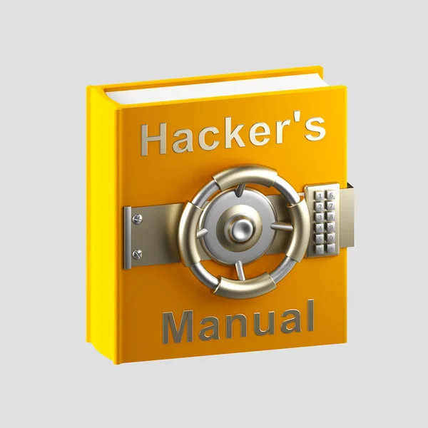 Hackerhandbuch-Tresor isoliert auf grau — Stockfoto