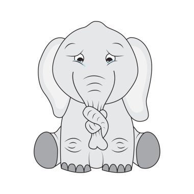 Sad elephant clipart