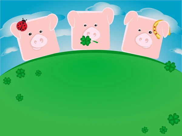 三个幸运猪 — 图库矢量图片