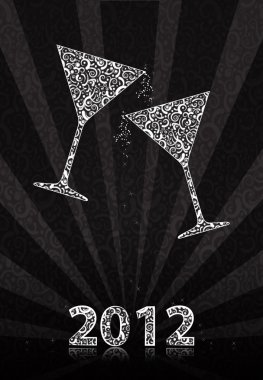 New Year's Eve 2012 clinking glasses clipart