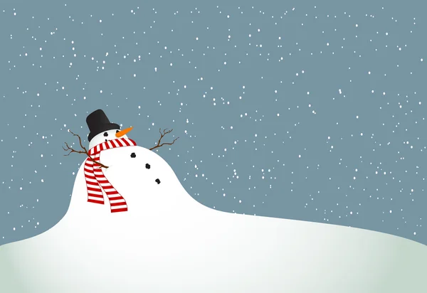 Paisagem de inverno com um boneco de neve — Vetor de Stock