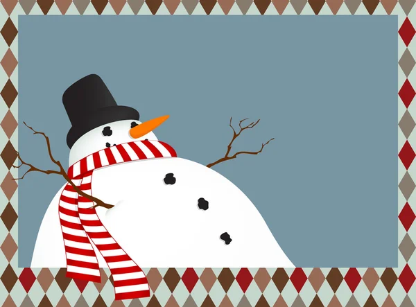Winterlandschap met een sneeuwpop — Stockvector
