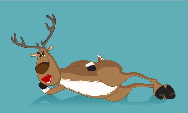 Lying reindeer kissing — Stock Vector