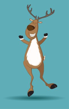 Happy reindeer jumping clipart