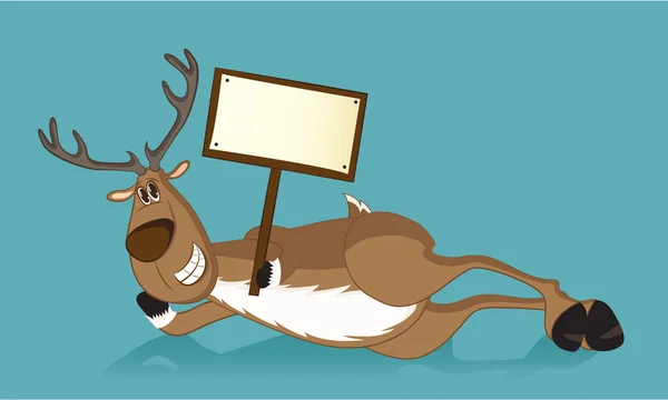 Happy reindeer lying on a side — Stock Vector