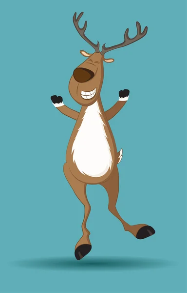 Happy reindeer jumping — Stock Vector