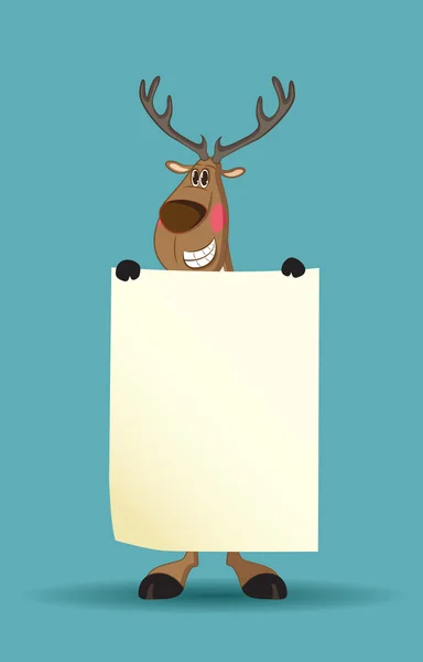 Reindeer holding a blank paper blushing — Stock Vector