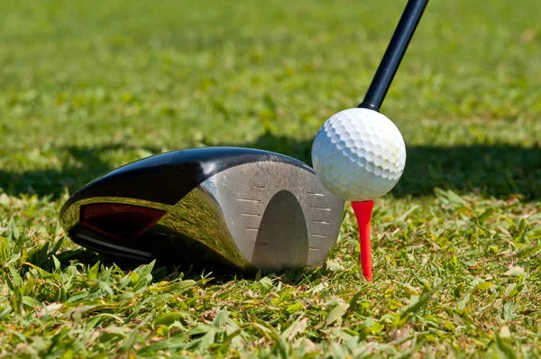 Bola de golfe e motorista — Fotografia de Stock