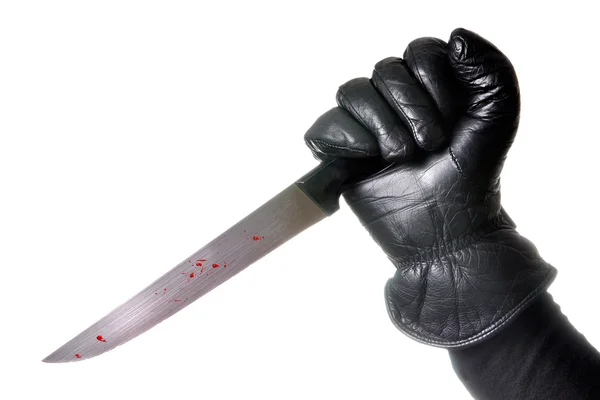 Hand holding bloody knife — Stock Photo, Image