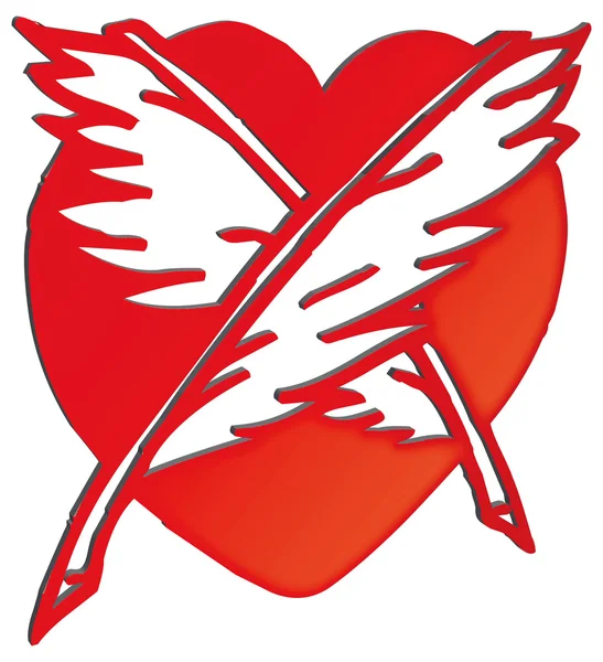 Красное сердце и крылья — стоковое фото