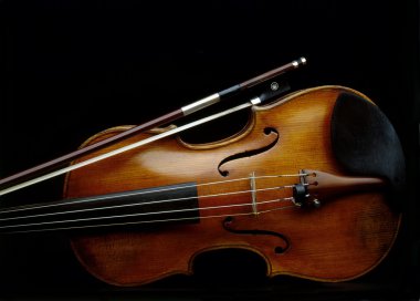Old violin close-up clipart