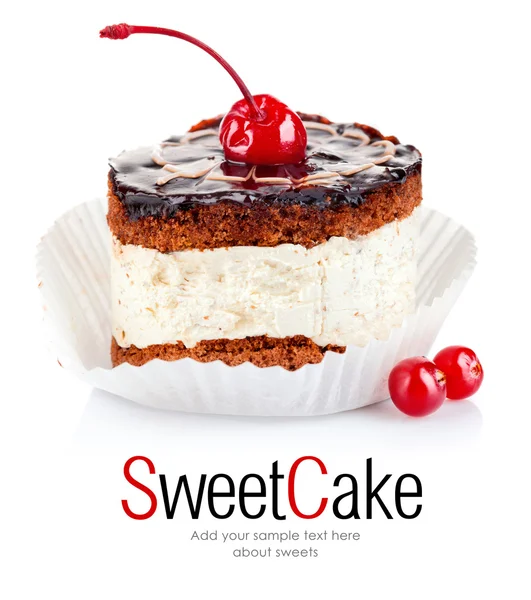 Chocolate cake with cherry — Stock Photo, Image