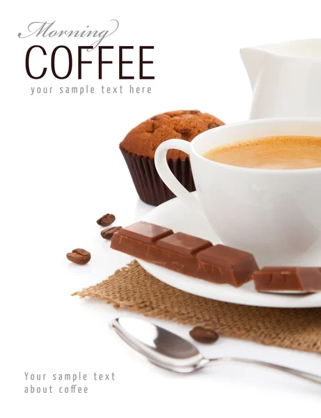 Kaffe med mælk og kage - Stock-foto