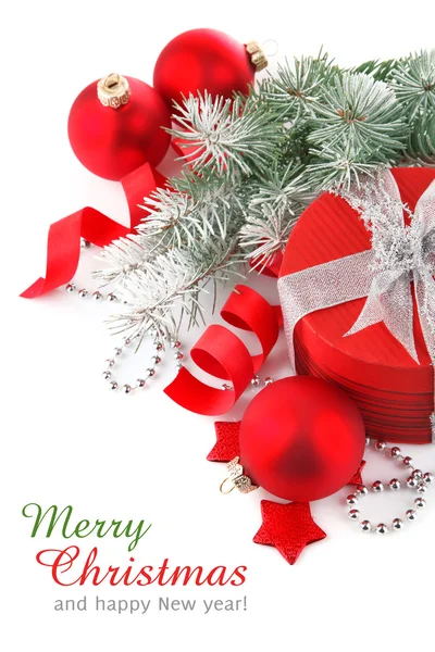 지점 firtree와 빨간 크리스마스 선물 — Stock Fotó