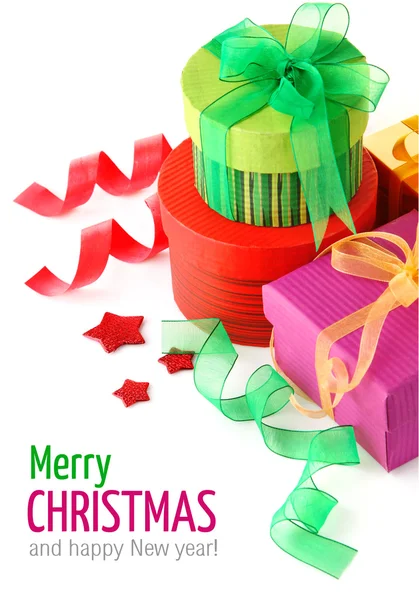 Boże Narodzenie prezent ze wstążki i łuk — Zdjęcie stockowe