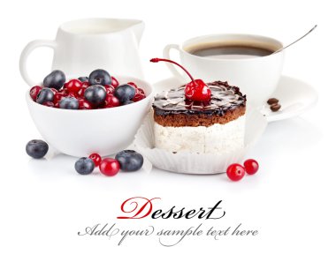 Chocolate cake with berries clipart