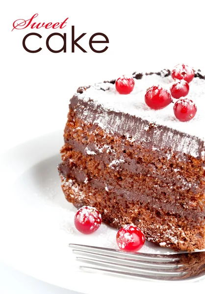 Chocolate cake with berry — Stock Photo, Image