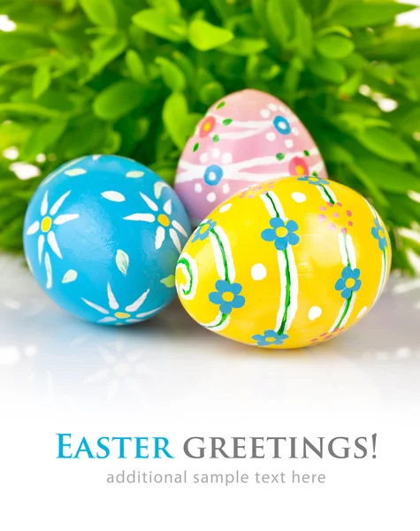Easter eggs in the green grass — Stock Photo, Image