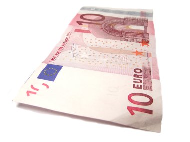beyaz zemin üzerinde 10 euro banknot sirküle
