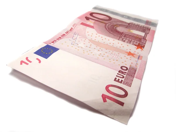 10 euro cash geïsoleerd op witte achtergrond — Stockfoto