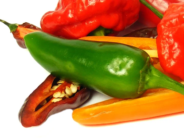 A mixture of Chillie peppers Stock Photo