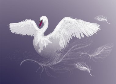 SWAN with feathers clipart