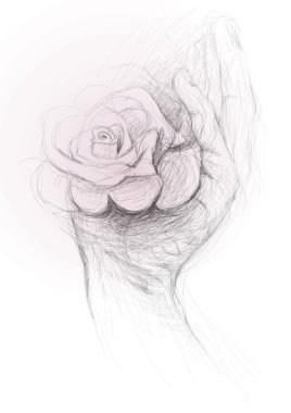 Rose in hand clipart