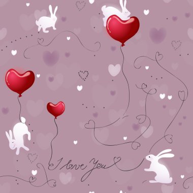 Romantic Texture with Rabbits clipart