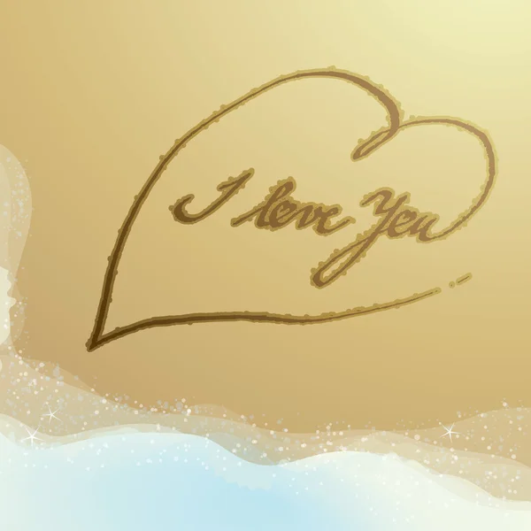 "I love you“ on beach — Διανυσματικό Αρχείο